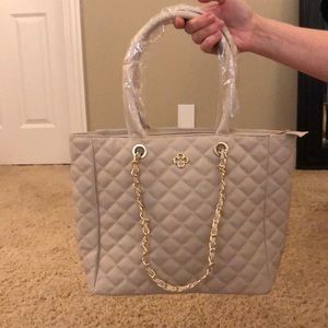 beige leather shoulder bag